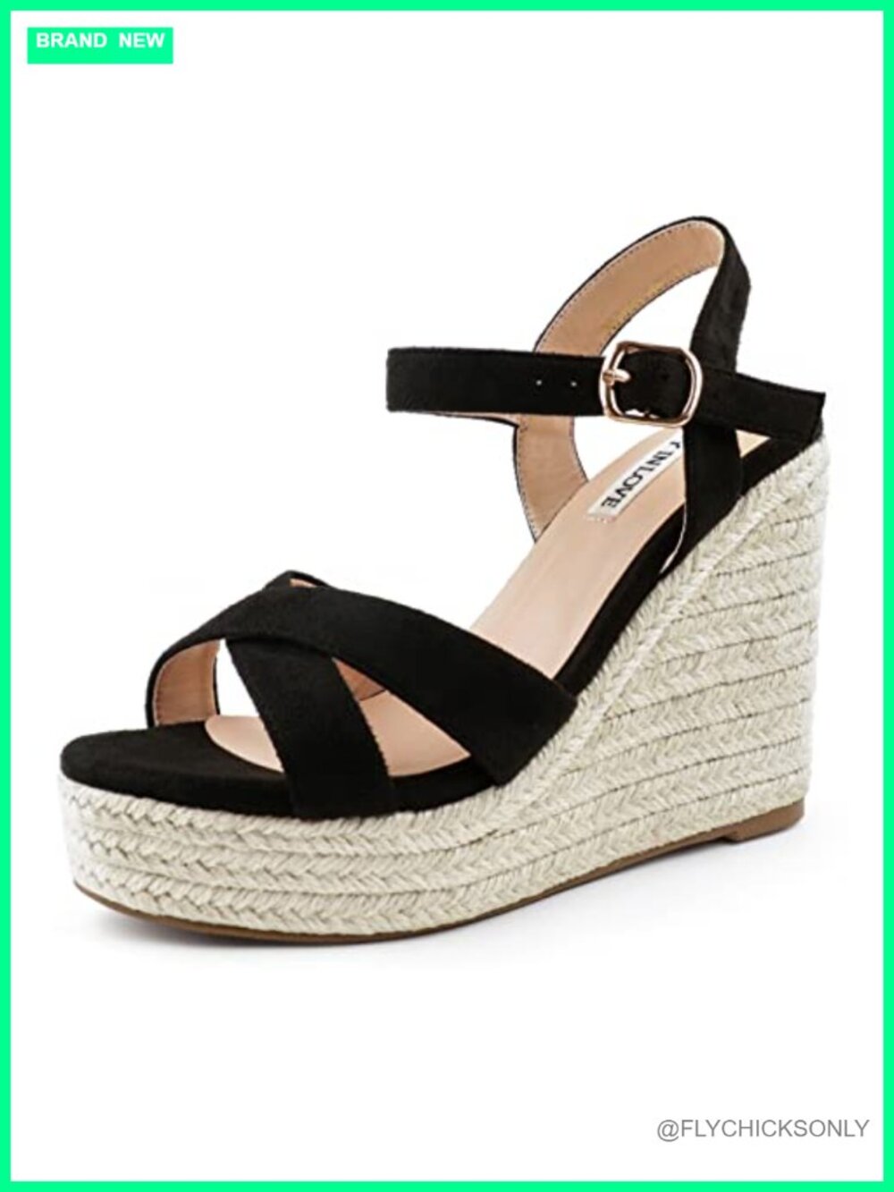 Faux Suede Wedge Sandals Platform Heels Ankle Strap Open Toe Buckle